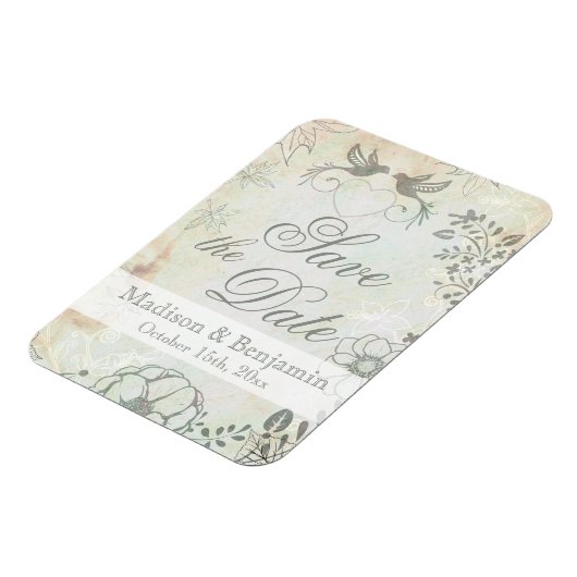 Tortelduifjes Weddenschap Save the Date Magnet Magneet (Linkerzijde)