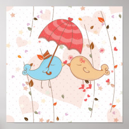 Tortelduifjes Weddenschap Valentijnse  Poster