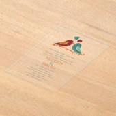 Tortelduifjes Wedding Acryl Uitnodigingen (Laagn)