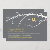 Tortelduifjes Wedding Invitation (geel) Kaart (Voorkant / Achterkant)