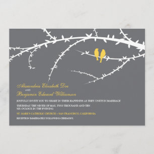 Tortelduifjes Wedding Invitation (geel) Kaart