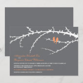 Tortelduifjes Wedding Invitation (koraal) Kaart (Voorkant / Achterkant)