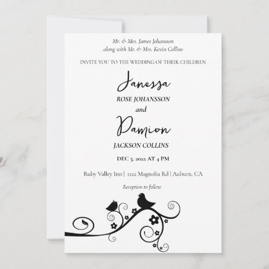 Tortelduifjes Wedding Kaart (Voorkant)