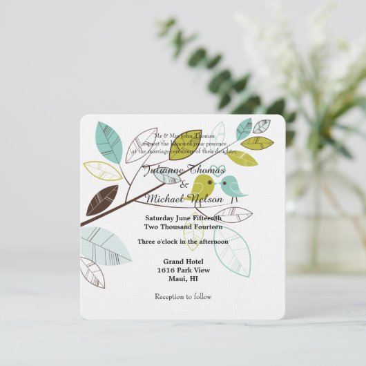 Tortelduifjes Wedding Kaart (Staand voorkant)