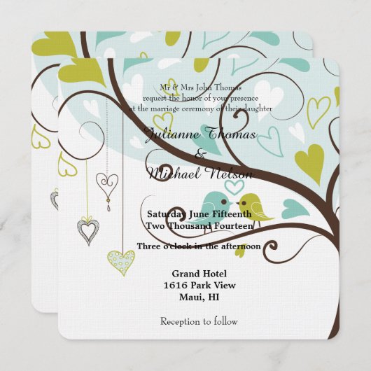 Tortelduifjes Wedding Kaart (Voorkant / Achterkant)