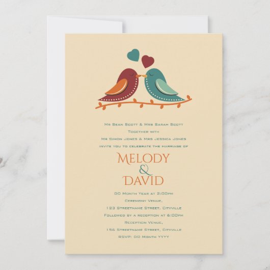 Tortelduifjes Wedding Kaart (Voorkant)