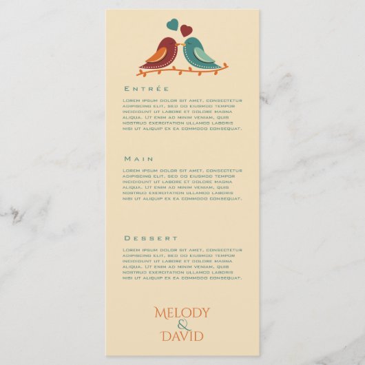 Tortelduifjes Wedding Menu (Voorkant)