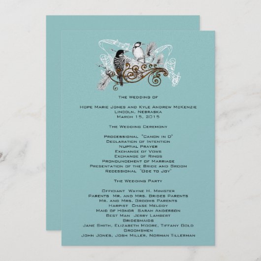  Tortelduifjes Wedding Program White Notes Programmakaart (Voorkant / Achterkant)