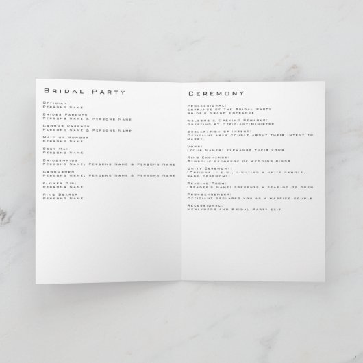 Tortelduifjes Wedding Programma (Binnen)