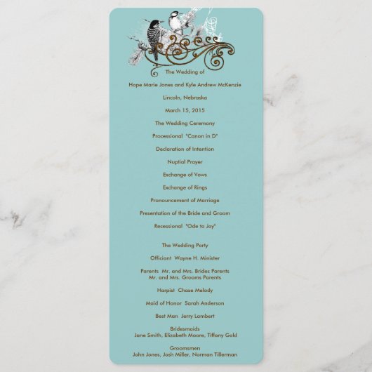  Tortelduifjes Wedding Programme Programmakaart (Voorkant)