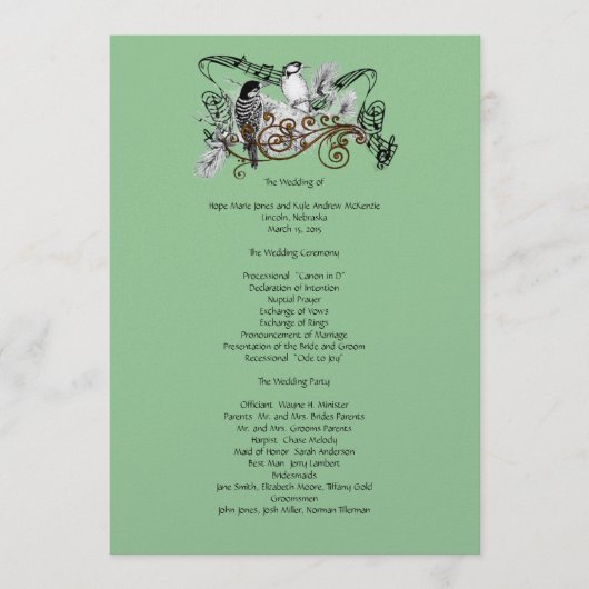  Tortelduifjes Wedding Programme Programmakaart (Voorkant)