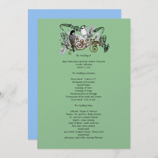  Tortelduifjes Wedding Programme Programmakaart (Voorkant / Achterkant)