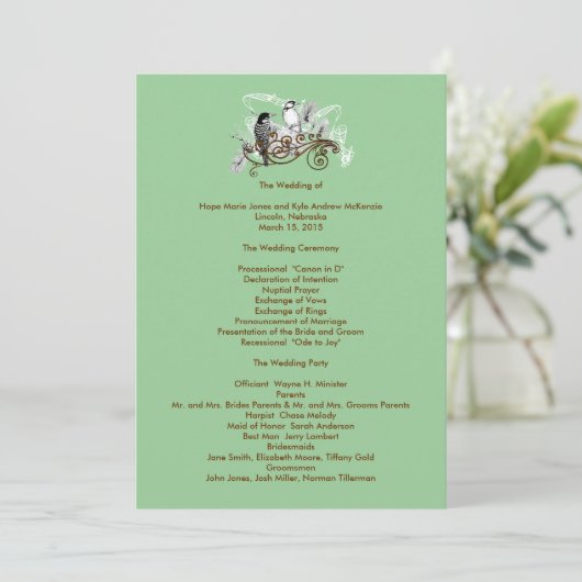  Tortelduifjes Wedding Programme Programmakaart (Staand voorkant)