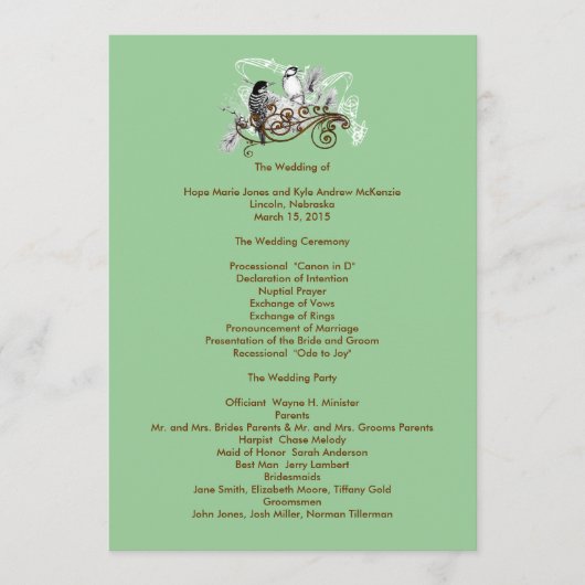  Tortelduifjes Wedding Programme Programmakaart (Voorkant)