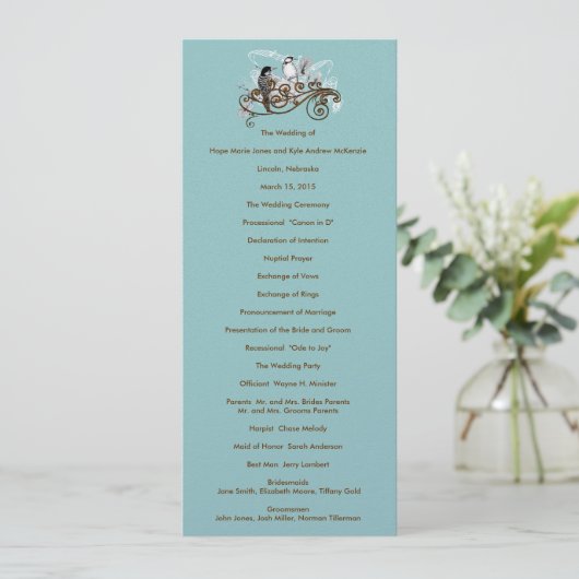  Tortelduifjes Wedding Programme Programmakaart (Staand voorkant)