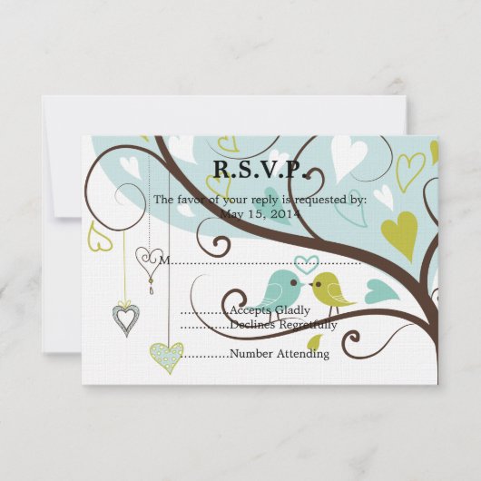 Tortelduifjes Wedding RSVP Kaartje (Voorkant)