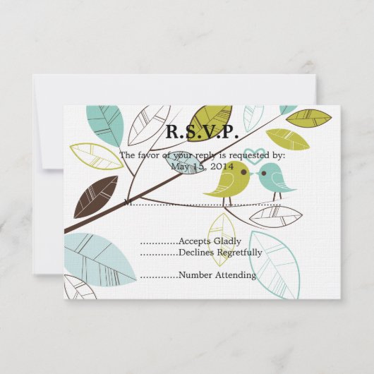 Tortelduifjes Wedding RSVP Kaartje (Voorkant)