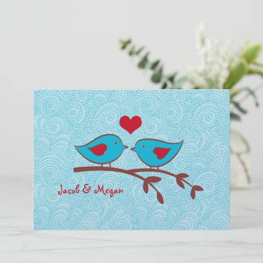 Tortelduifjes Wedding Uitnodiging Sjabloon (Staand voorkant)