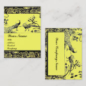 Tortelduifjes, wit en zwart, geel visitekaartje (Voorkant / Achterkant)