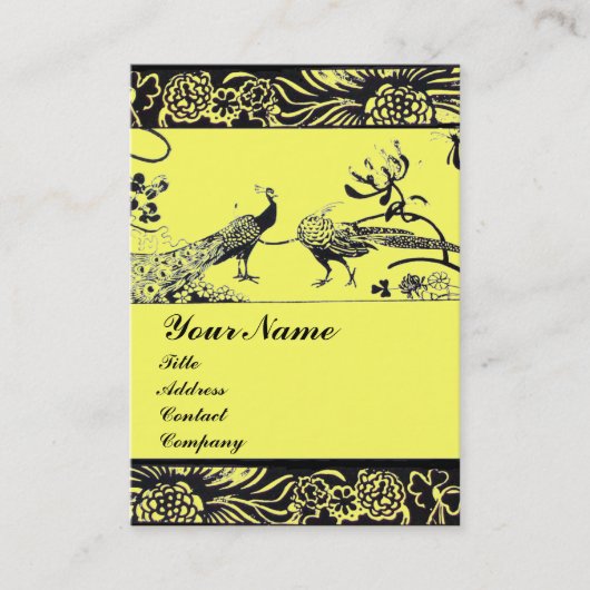 Tortelduifjes, wit en zwart, geel visitekaartje (Voorkant)