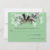  Tortelduifjes Witte Bloemen Teken Weddenschap RSVP Kaartje (Voorkant)