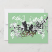  Tortelduifjes Witte Bloemen Teken Weddenschap RSVP Kaartje (Achterkant)