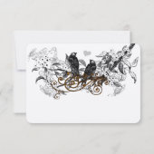  Tortelduifjes Witte Bloemen Teken Weddenschap RSVP Kaartje (Achterkant)