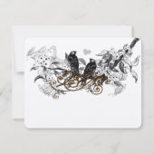  Tortelduifjes Witte Bloemen Teken Weddenschap RSVP Kaartje (Achterkant)