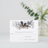  Tortelduifjes Witte Bloemen Teken Weddenschap RSVP Kaartje (Staand voorkant)