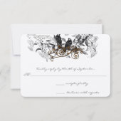  Tortelduifjes Witte Bloemen Teken Weddenschap RSVP Kaartje (Voorkant)