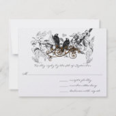 Tortelduifjes Witte Bloemen Teken Weddenschap RSVP Kaartje (Achterkant)