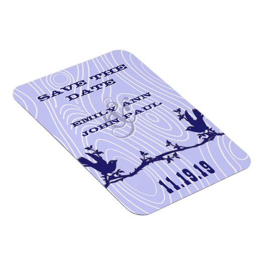  Tortelduifjes Woodgrain Save the Date Magneet (Rechterzijde)