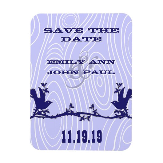 Tortelduifjes Woodgrain Save the Date Magneet (Verticaal)