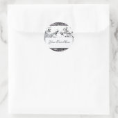 Tortelduifjes, zwart en wit ronde sticker (Tas)