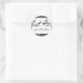 Tortelduifjes, zwart en wit ronde sticker (Tas)