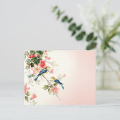 Tortelduifjes | zwart roze wit Briefkaart (Staand voorkant)