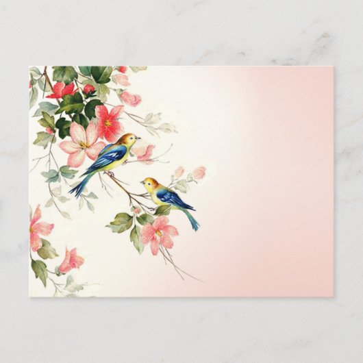 Tortelduifjes | zwart roze wit Briefkaart (Voorkant)