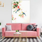  Tortelduifjes | zwart roze wit Canvas Afdruk (Insitu (Woonkamer))