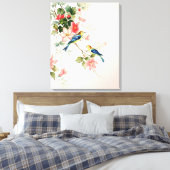  Tortelduifjes | zwart roze wit Canvas Afdruk (Insitu (Slaapkamer))