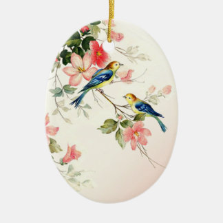  Tortelduifjes | zwart roze wit Keramisch Ornament
