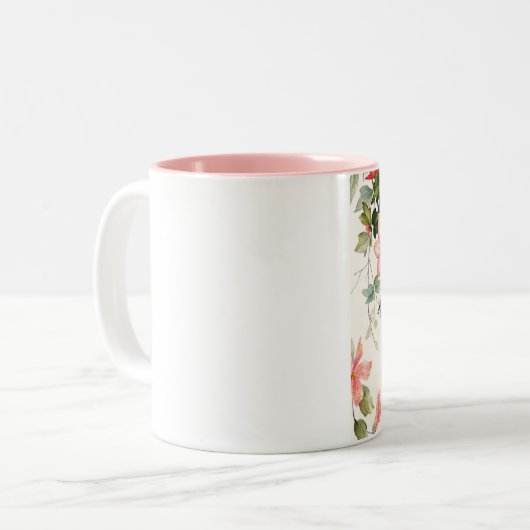  Tortelduifjes | zwart roze wit Tweekleurige Koffiemok (Voorkant links)