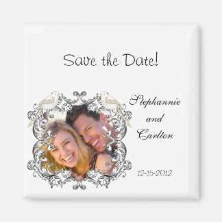 Tortelduifjes zwart/wit aankondigingsmagneet magneet