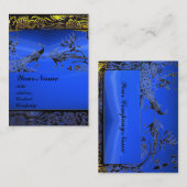 Tortelduifjes, zwart wit, blauw saffier visitekaartje (Voorkant / Achterkant)