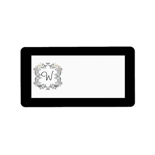 Tortelduifjes Zwart/Wit Bruiloft Mailing Label (Voorkant)