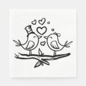 Tortelduifjes Zwart Wit Huwelijk Lovebirds Servet (Voorkant)