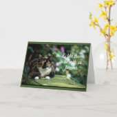 Tortie Cat op een tuinbank Kaart (Gele Bloem)