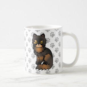 Tortie Point Persian Cute Cartoon Cat Illustration Koffiemok