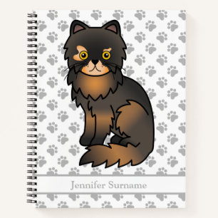 Tortie Point Perzische Cartoonkat & Aangepaste Tek Notitieboek