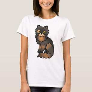 Tortie Point Perzische Mopshond Cute Cartoon Kat I T-shirt