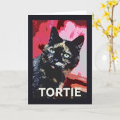 TORTIE Tortoiseshell Cat Kaart (Gele Bloem)